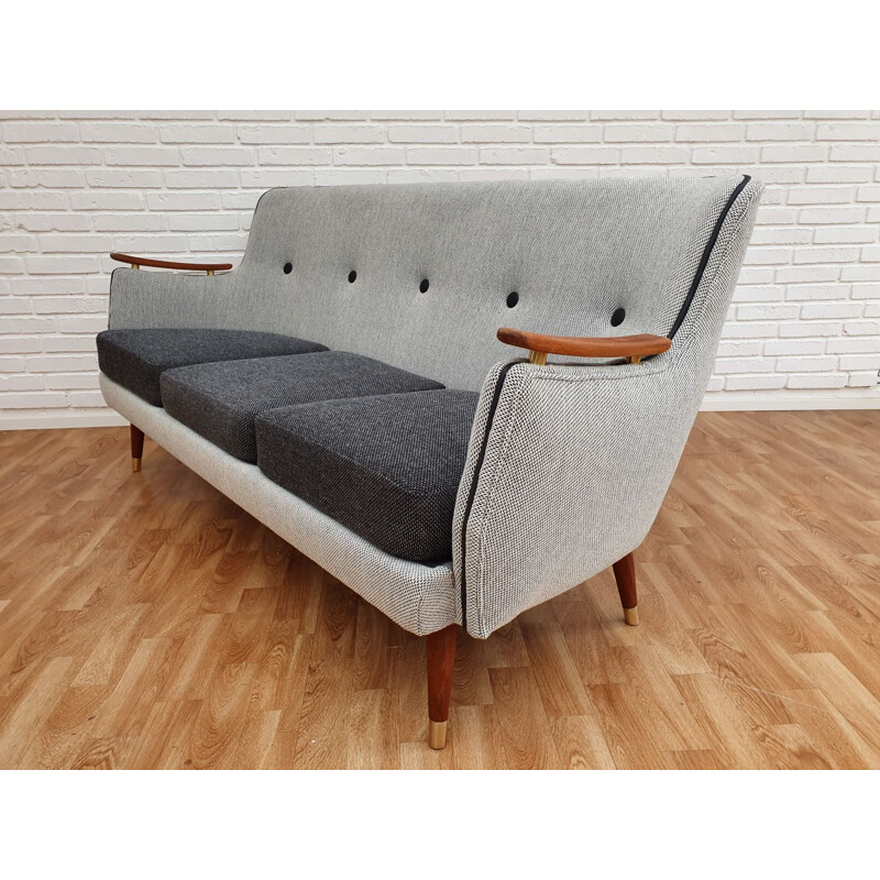 Vintage sofa grey in mahogany Scandinavian 1970s