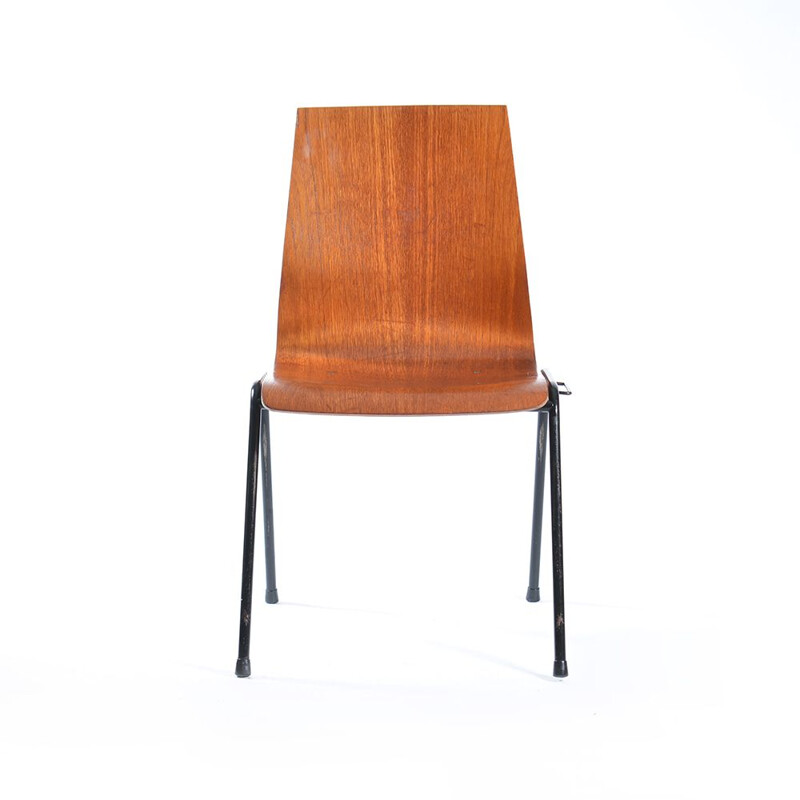 Vintage teak and metal stacking chair, Germany 1960