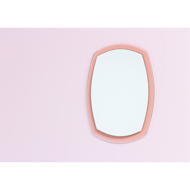 Vintage italian pink wall mirror in glass 1960s