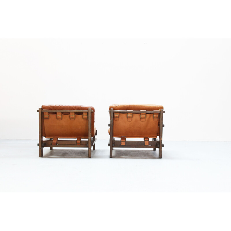 Pair of vintage armchairs by Carl Straub in leather 1960s