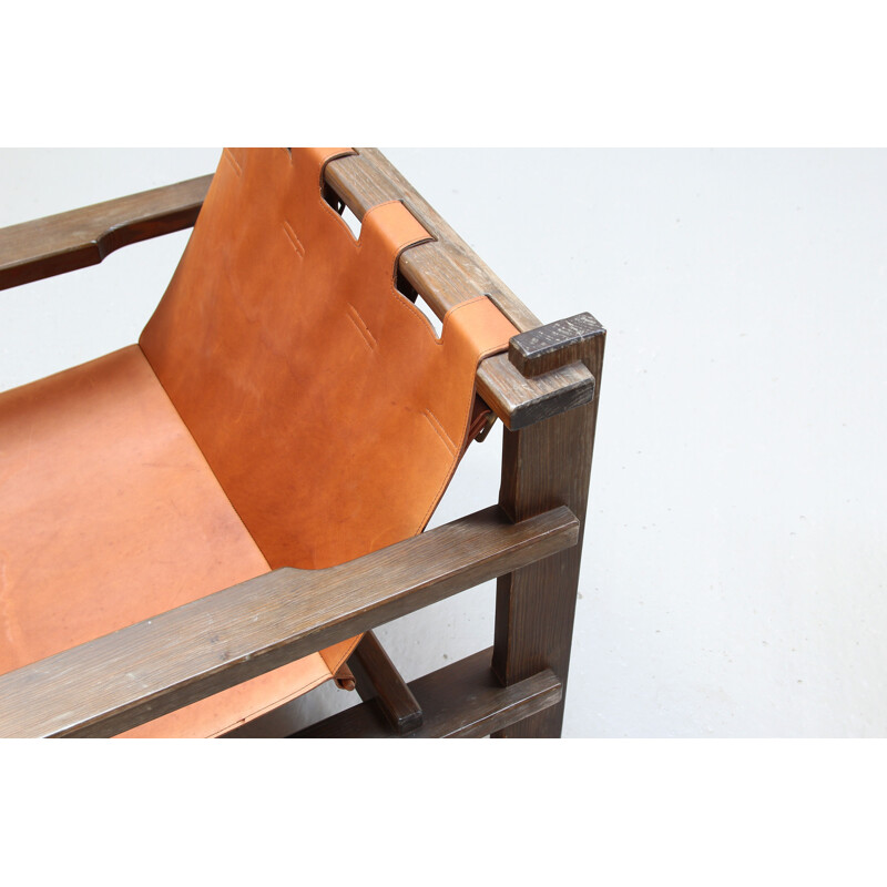 Paire de fauteuils vintage par Carl Straub en cuir des années 1960
