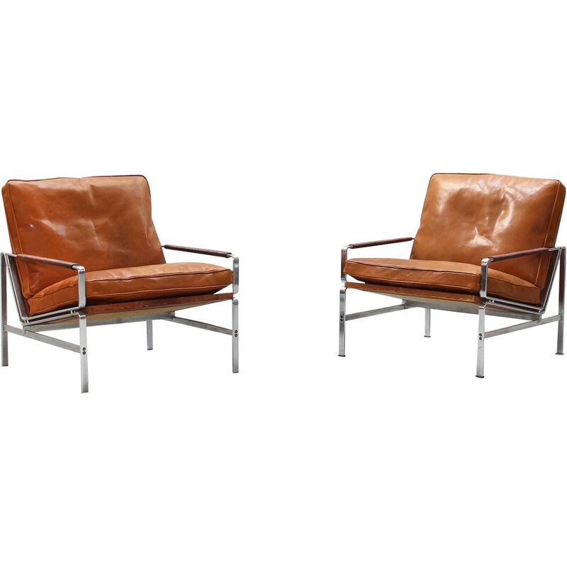 Vintage pair of lounge chairs by Preben Fabricius & Jørgen Kastholm for Alfred Kill International 1968