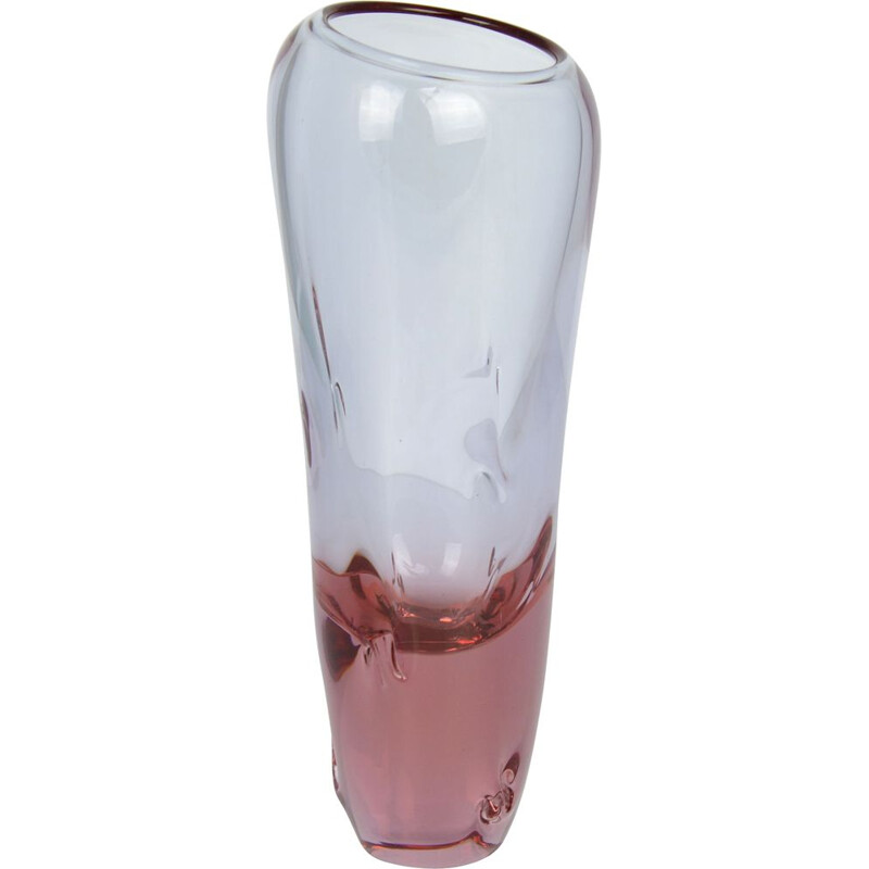 Vintage glass vase M. Klinger, ŽELEZNY BROD 1960s