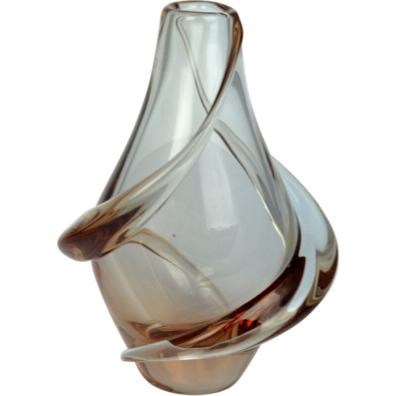 Vase vintage en verre Neodymium F. Zemek -ELEZNY BROD