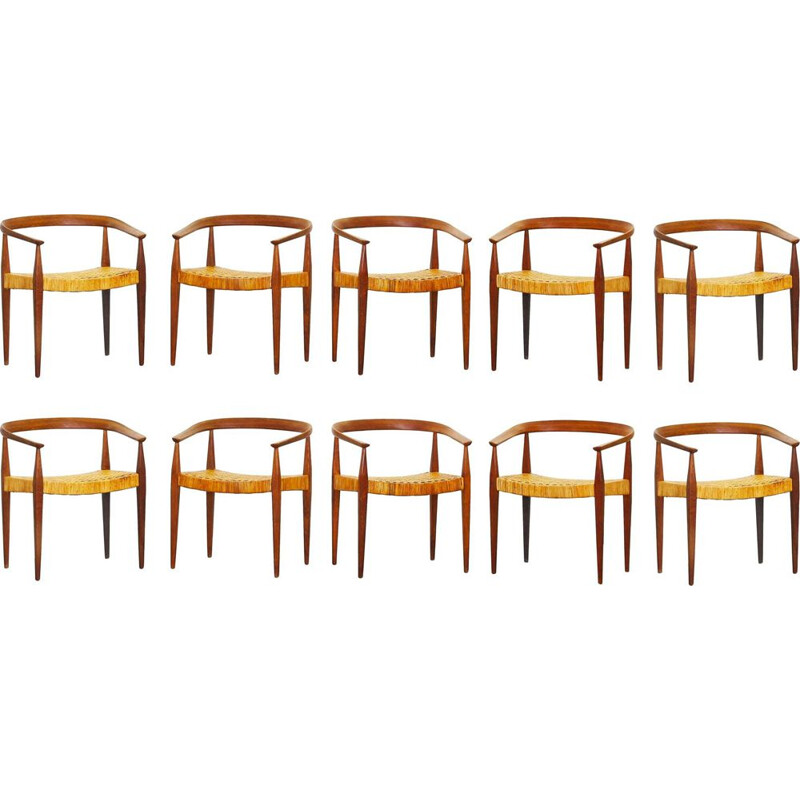 Set of 10 vintage dining chairs in oak by Nanna Ditzel for Kold Savaerk Mod.113, Denmark