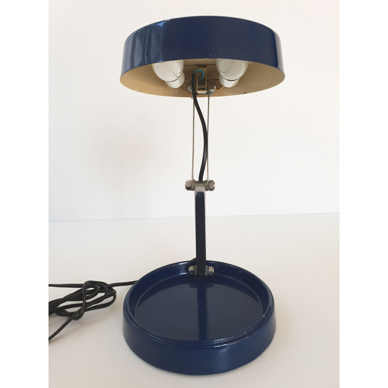 Vintage blue steel lamp 1960