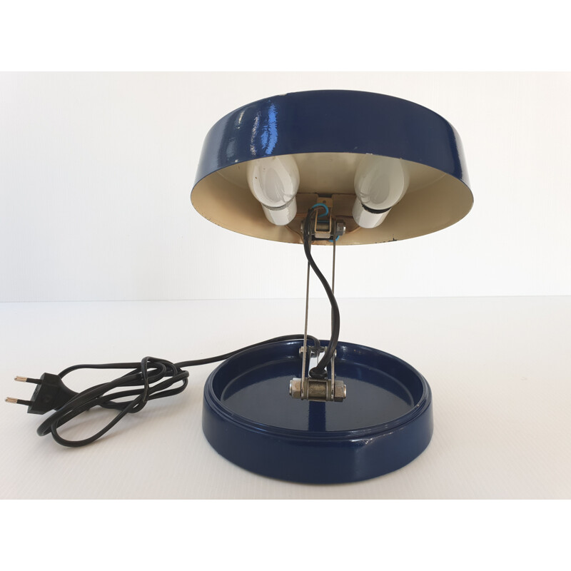 Vintage blue steel lamp 1960