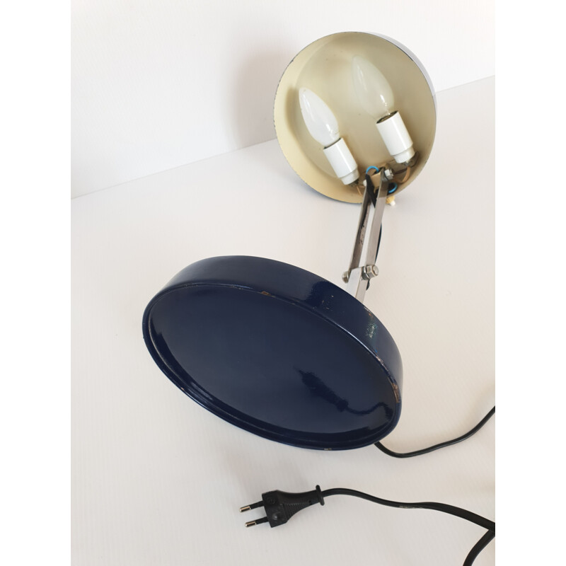 Vintage blue steel lamp 1960