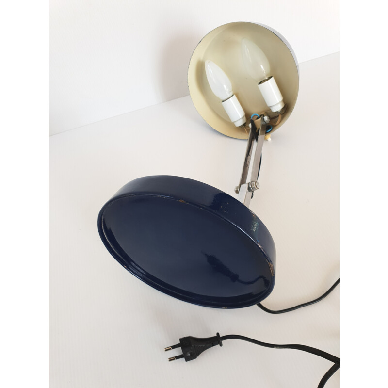 Lampe vintage en acier bleu 1960