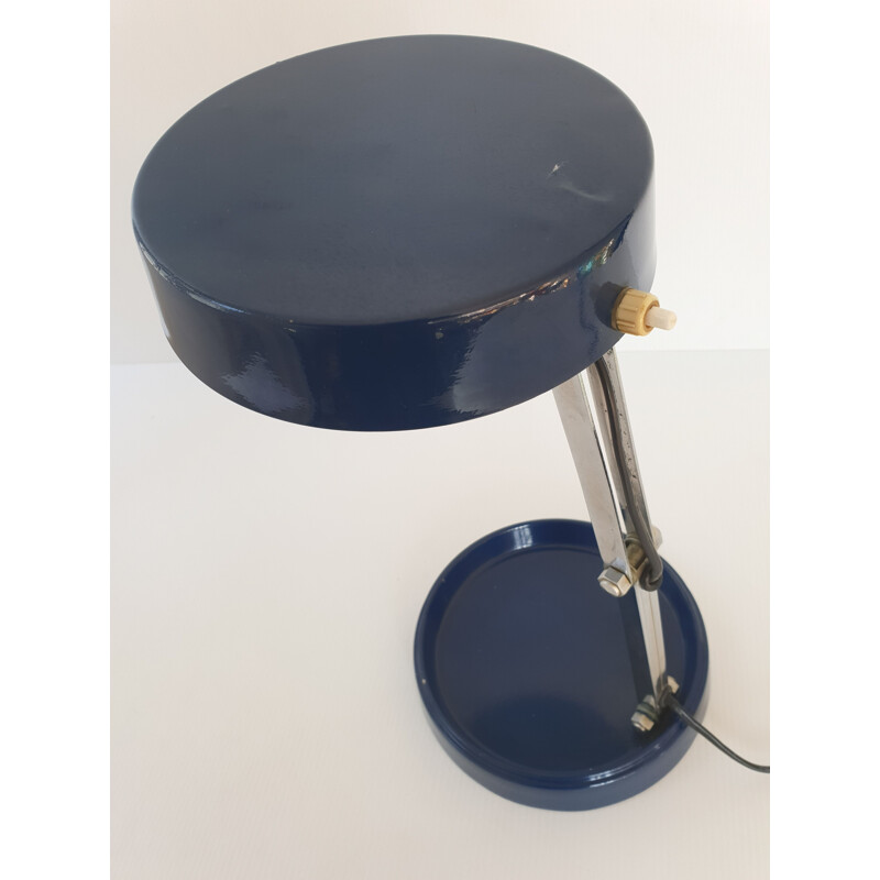 Vintage blue steel lamp 1960