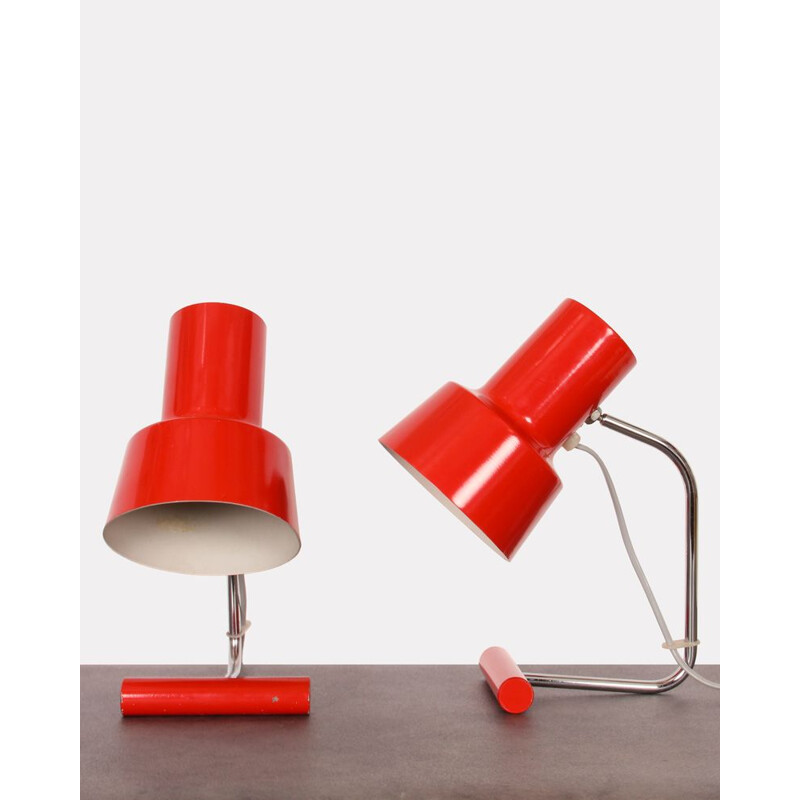 Pair of vintage lamps to lay for Napako in red metal 1970