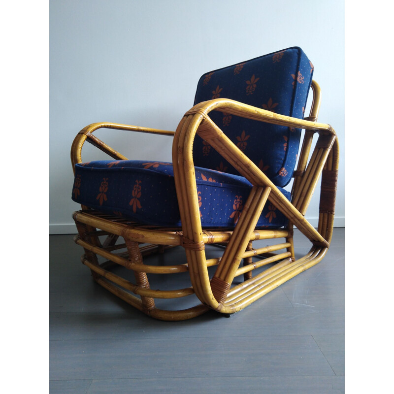 Vintage Paul Frankl lounge chair in bambou 1950s