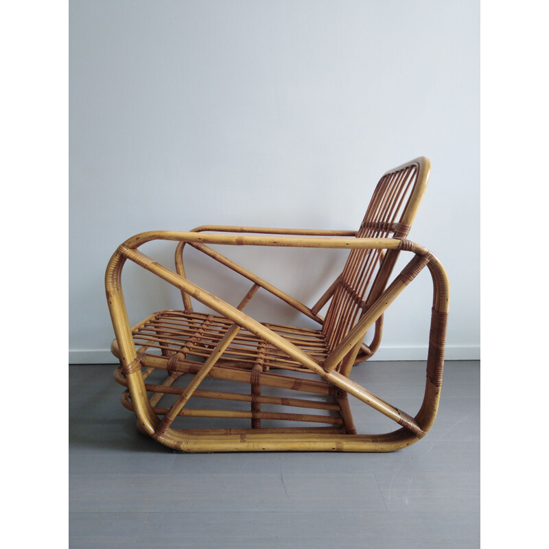 Vintage Paul Frankl lounge chair in bambou 1950s