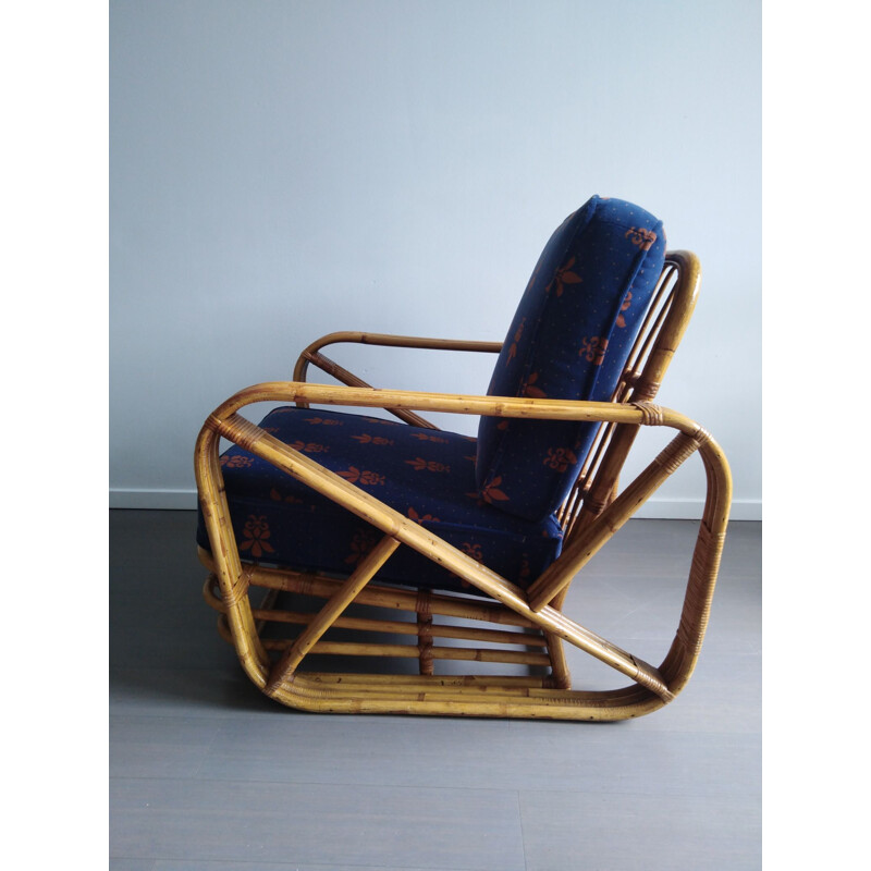 Vintage Paul Frankl lounge chair in bambou 1950s