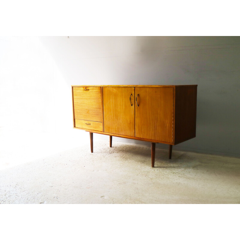 Vintage english sideboard in marplewood and brass 1960s