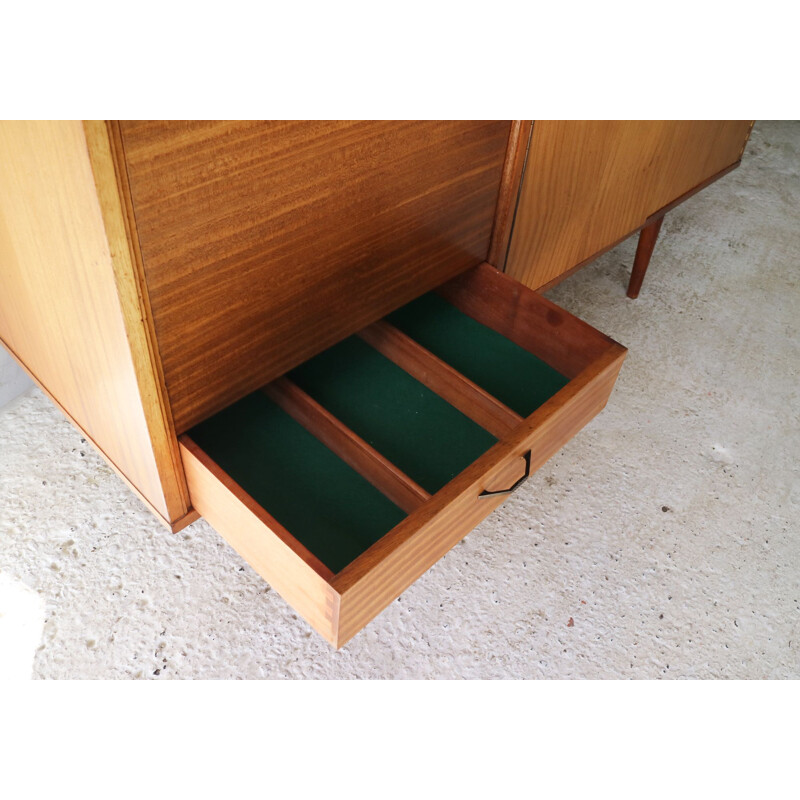 Vintage english sideboard in marplewood and brass 1960s