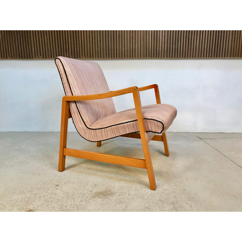 Poltrona vintage Vostra 602 per Knoll in lana rosa 1960