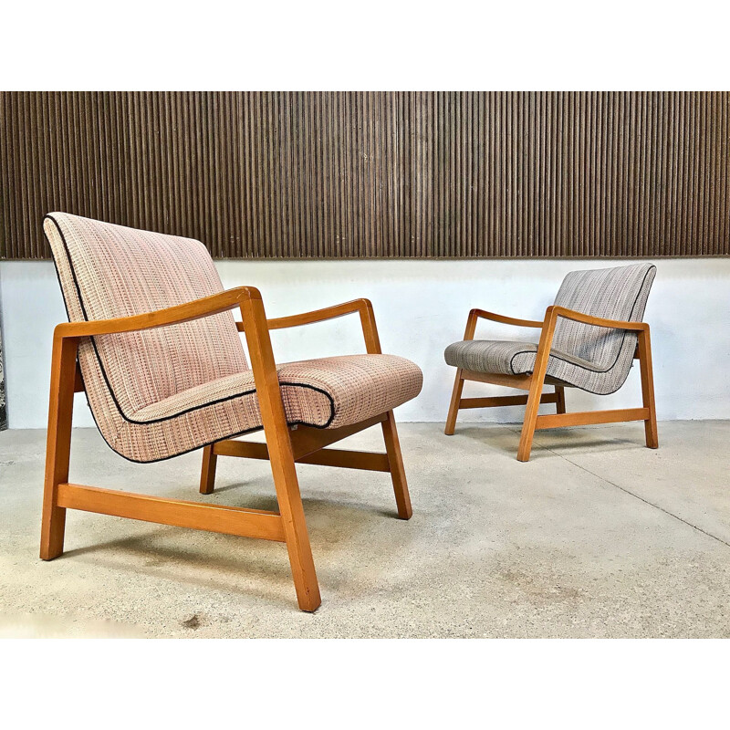 Vostra 602 poltrona vintage para Knoll em lã rosa 1960