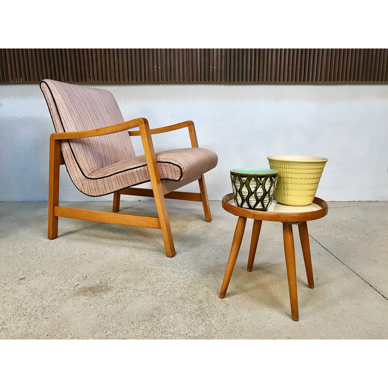 Vostra 602 poltrona vintage para Knoll em lã rosa 1960