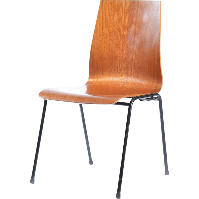 Vintage teak and metal stacking chair, Germany 1960