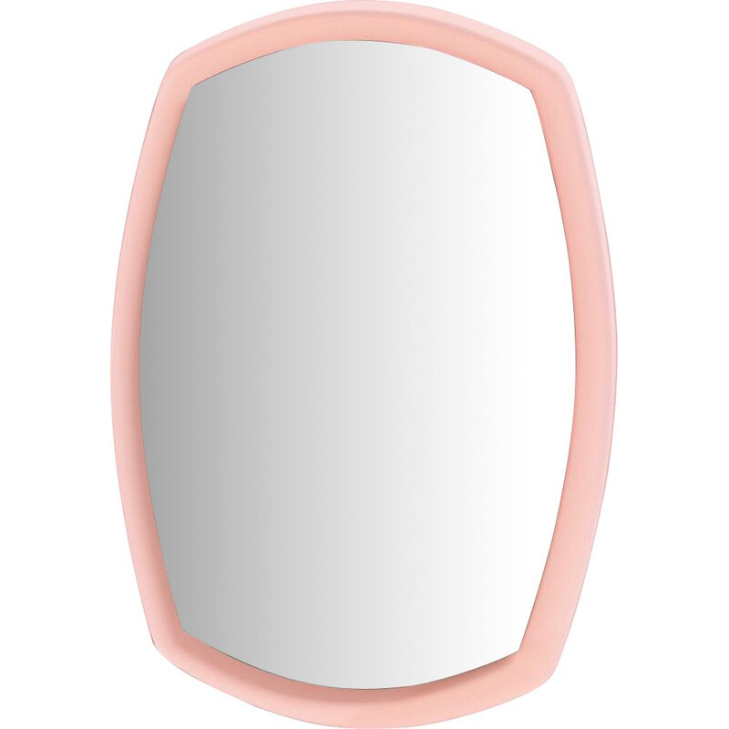 Vintage italian pink wall mirror in glass 1960s