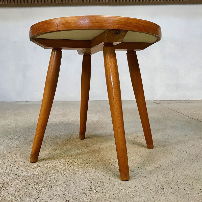 Vintage german ceramic and wood side table 1950s