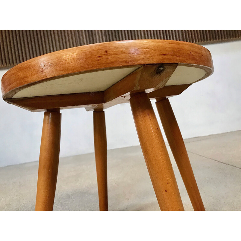 Vintage german ceramic and wood side table 1950s