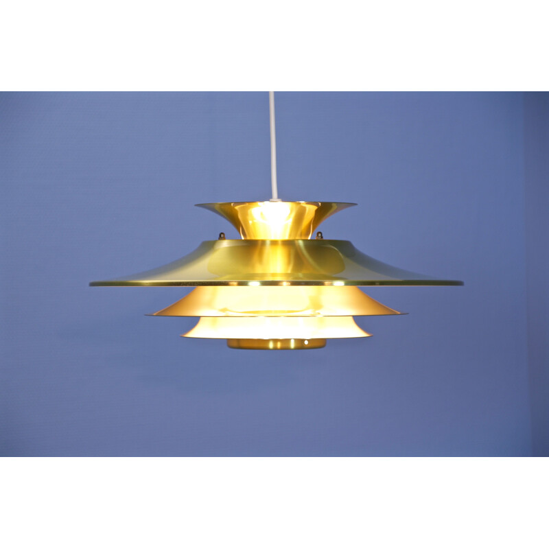 Vintage danish pendant in brass-coated aluminium 1970s