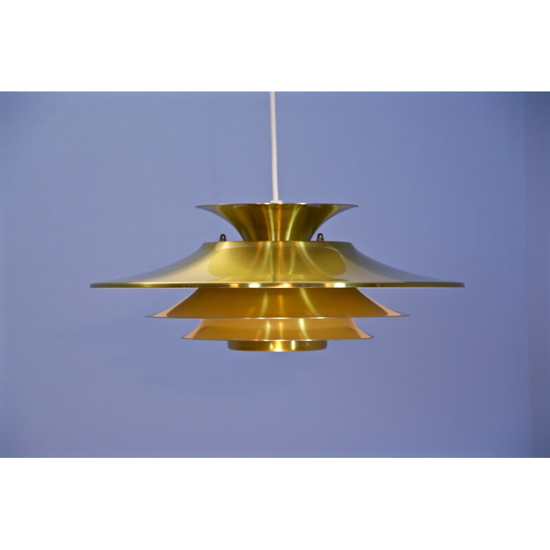 Vintage danish pendant in brass-coated aluminium 1970s