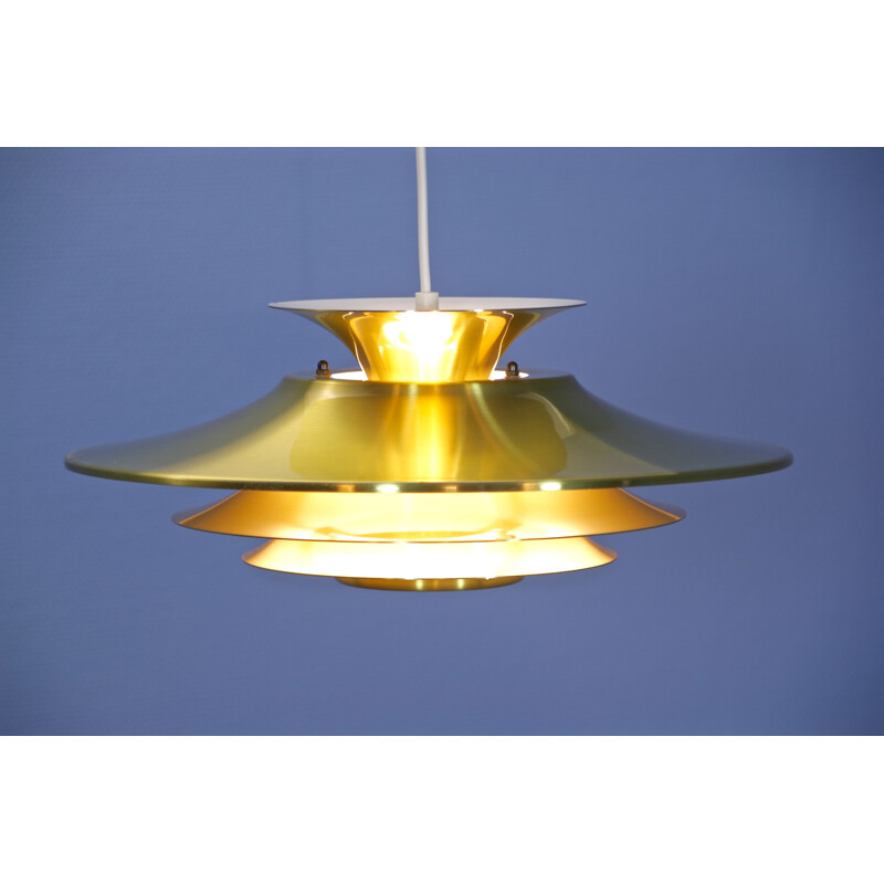 Vintage danish pendant in brass-coated aluminium 1970s