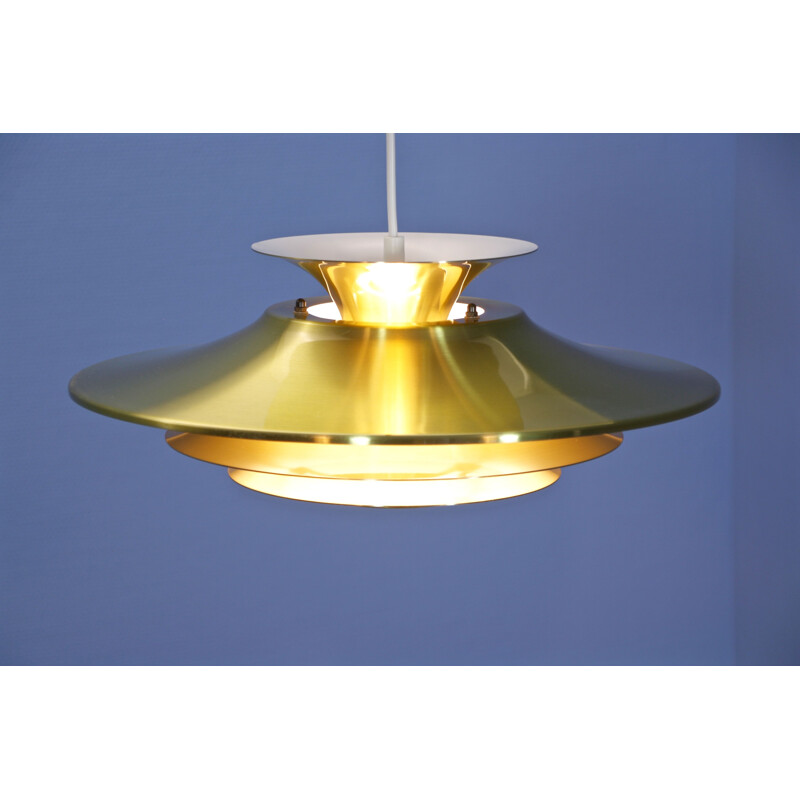 Vintage danish pendant in brass-coated aluminium 1970s