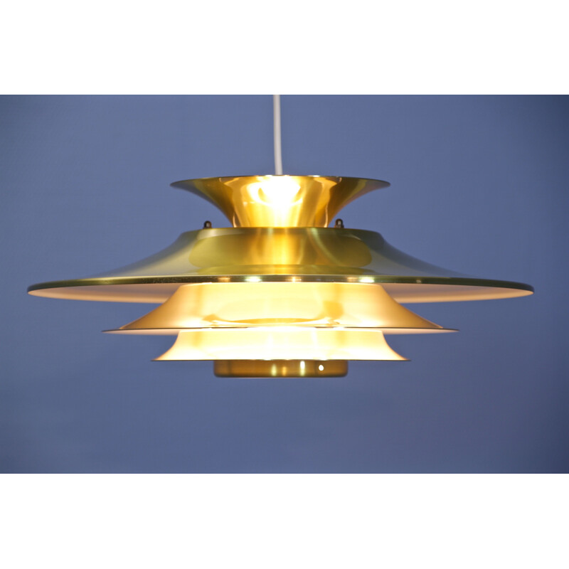 Vintage danish pendant in brass-coated aluminium 1970s