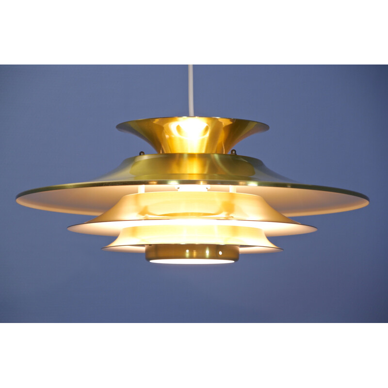 Vintage danish pendant in brass-coated aluminium 1970s