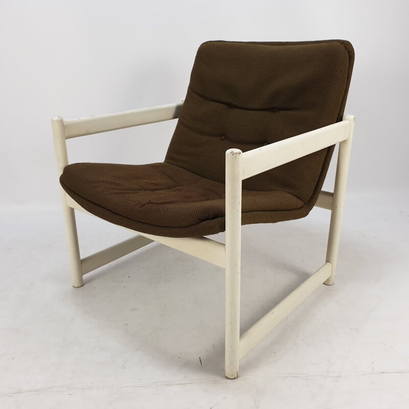 Pair of vintage armchairs in brown fabric for Artifort, 1960