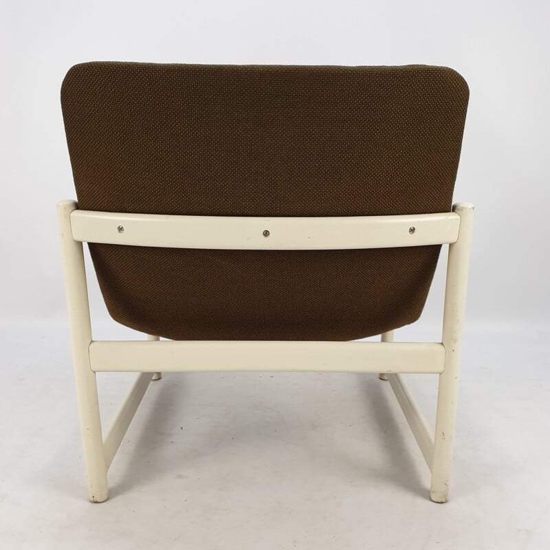 Paar vintage fauteuils in bruine stof voor Artifort, 1960