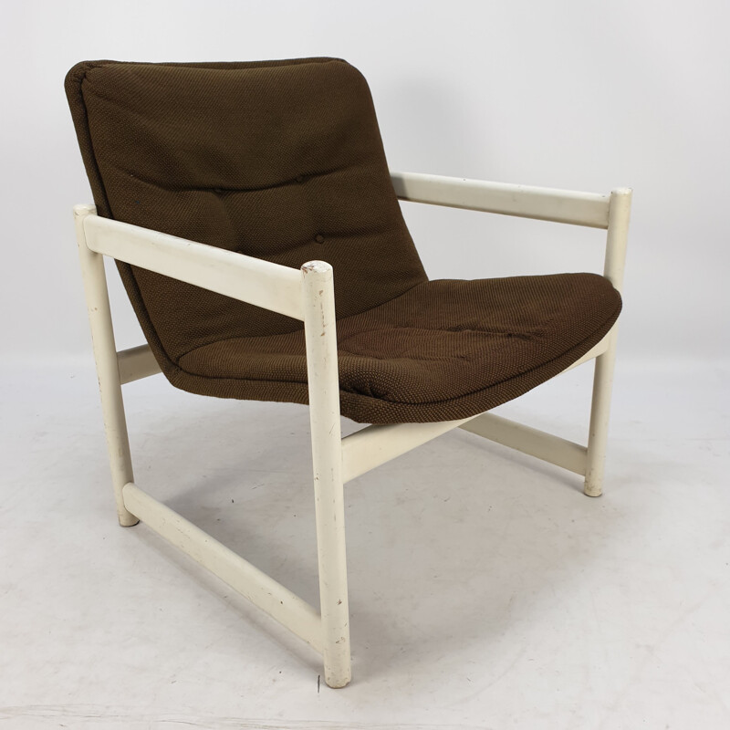 Pareja de sillones vintage en tela marrón para Artifort, 1960