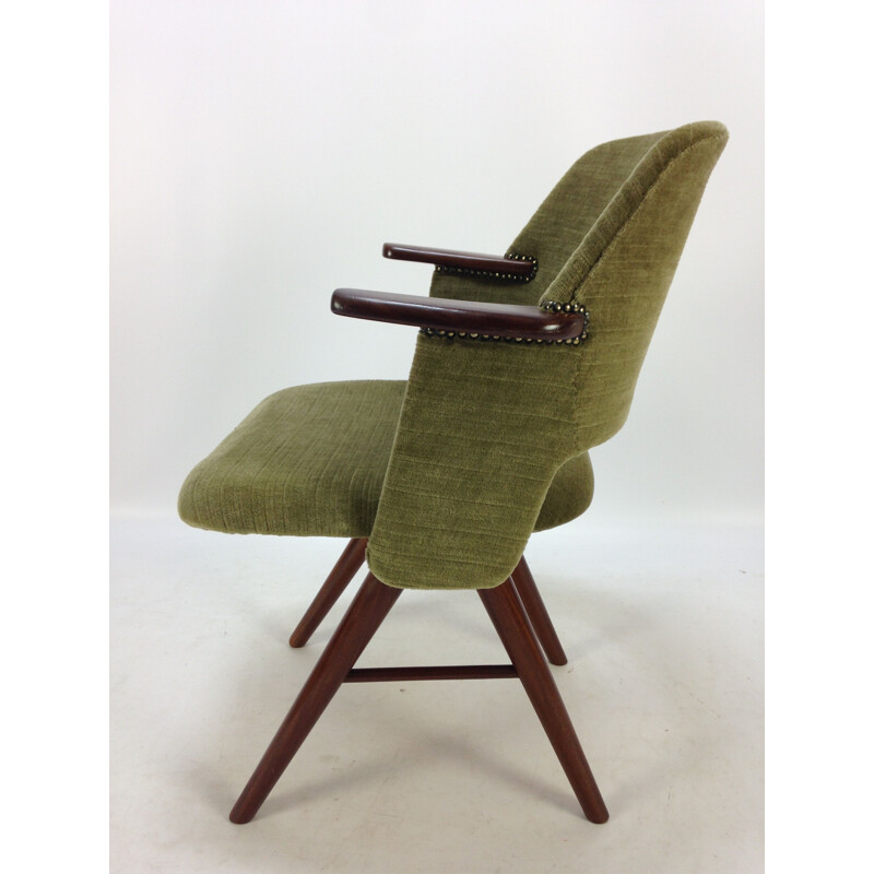 Vintage FT30 armchair for Pastoe in green fabric and teak 1960s