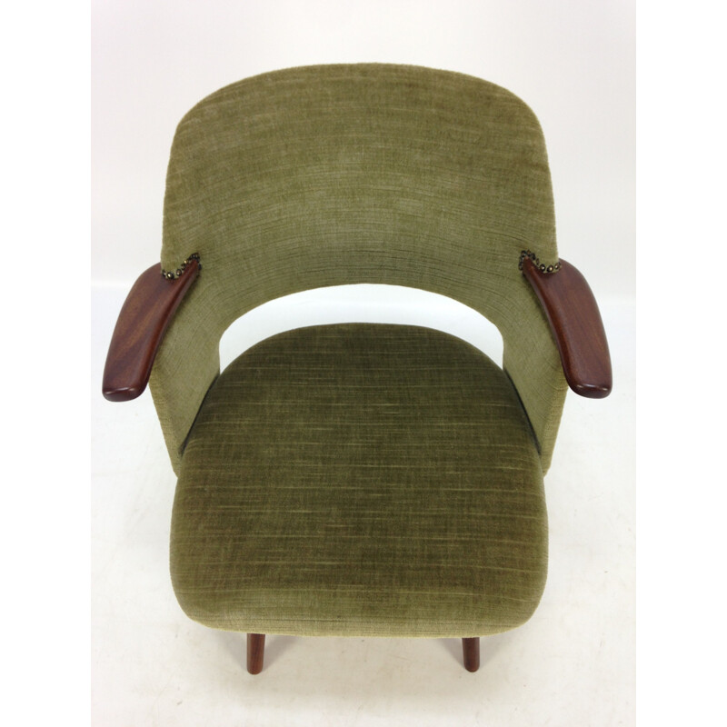 Vintage FT30 armchair for Pastoe in green fabric and teak 1960s