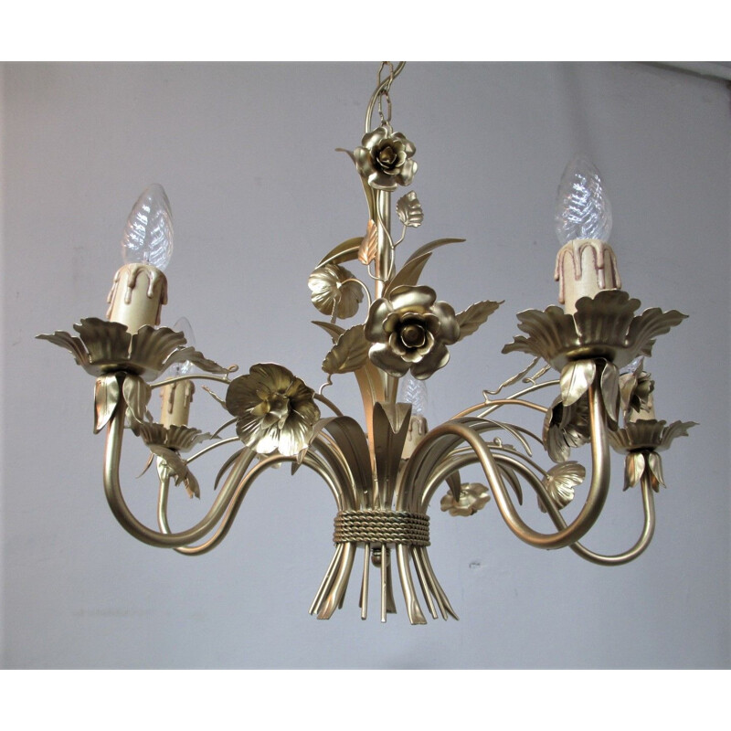 Vintage floral chandelier Honsel, 1960s