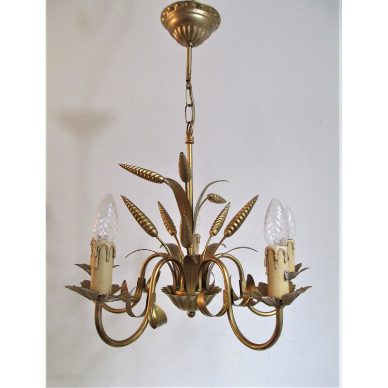 Vintage wheat sheaf chandelier, 1960s