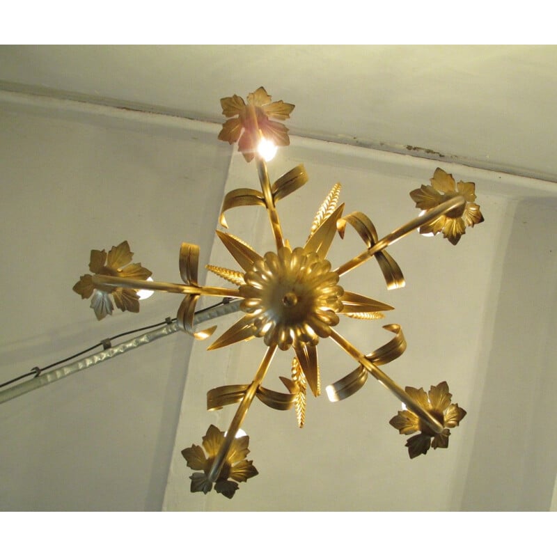 Vintage wheat sheaf chandelier, 1960s