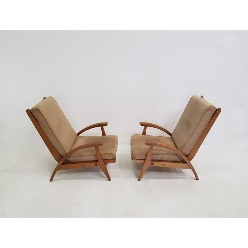 Pair of fS 134 tilted vintage armchairs by Guy Besnard for Free Span