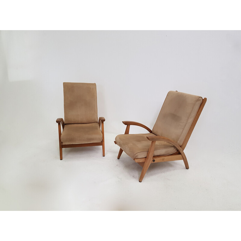 Pair of fS 134 tilted vintage armchairs by Guy Besnard for Free Span