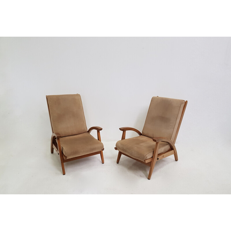 Pair of fS 134 tilted vintage armchairs by Guy Besnard for Free Span