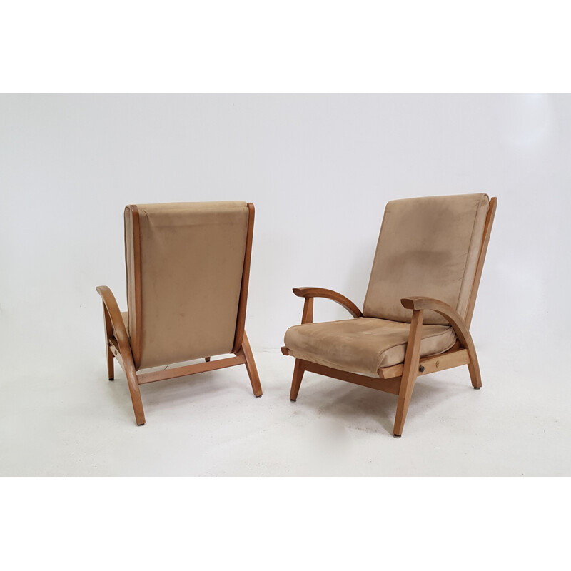 Pair of fS 134 tilted vintage armchairs by Guy Besnard for Free Span