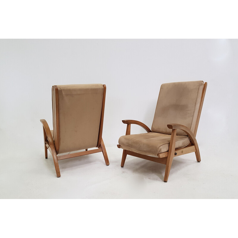 Paire de fauteuils vintage inclinable FS 134 par Guy Besnard pour Free Span