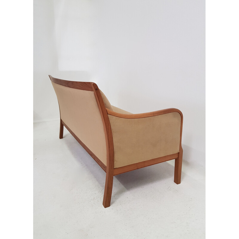 Vintage Scandinavian teak and suede sofa edition Form 75