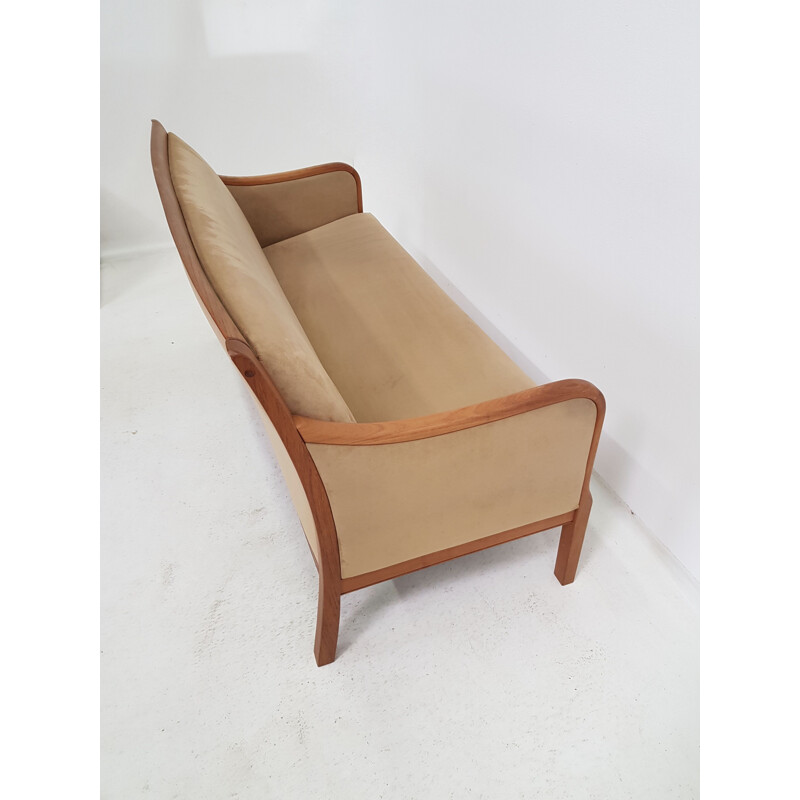 Vintage Scandinavian teak and suede sofa edition Form 75