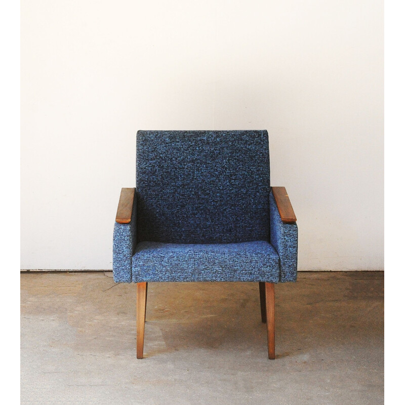 Vintage chair in 1950 blue wool