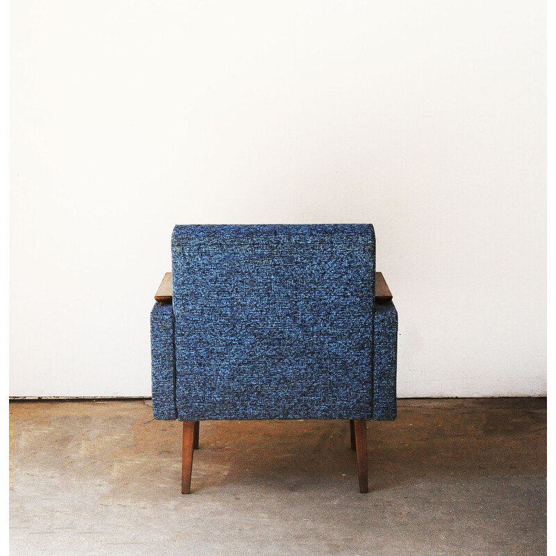Vintage chair in 1950 blue wool